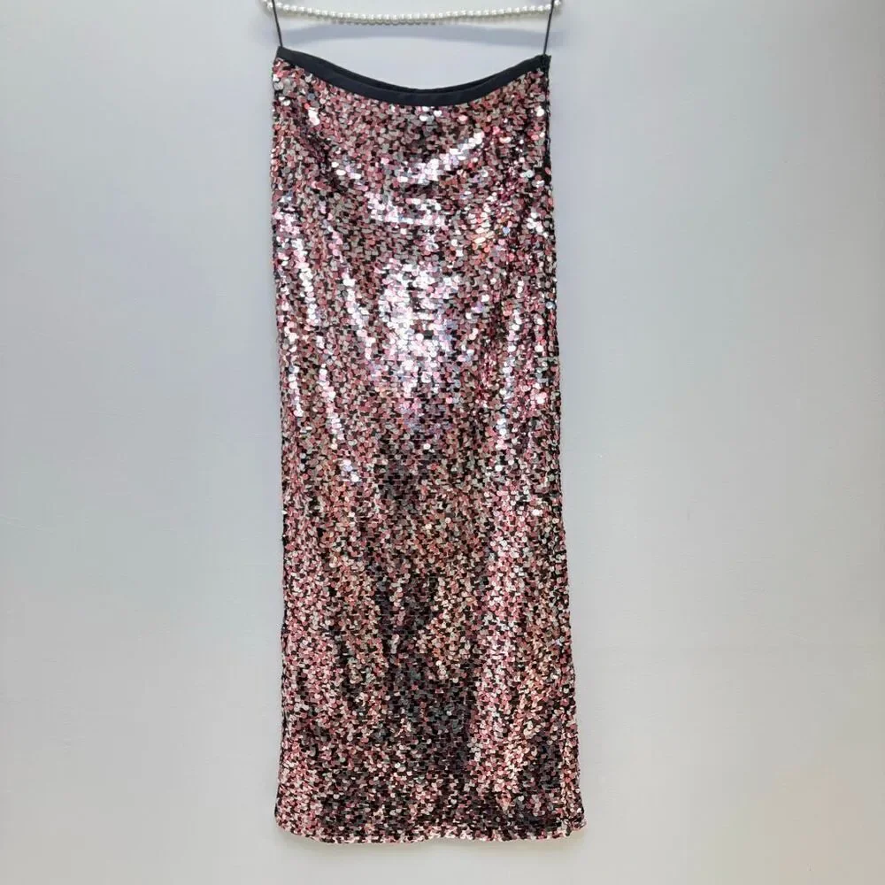 McQ Alexander McQueen Sequin Slit Maxi Tube Skirt ❤️